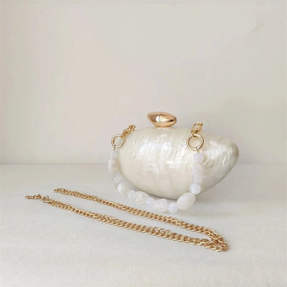 Shell Pearl Marble Clutch Purse
