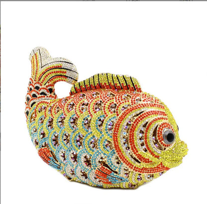Fish Rhinestone Clutch Bag