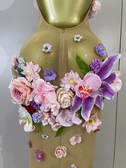 Luxe Flower Mesh Maxi Dress