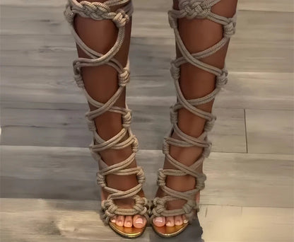 Knotted Rope Gladiator High Heels