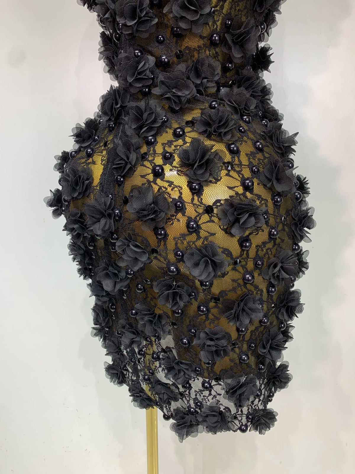 Bloom Pearls Lace Mini Dress