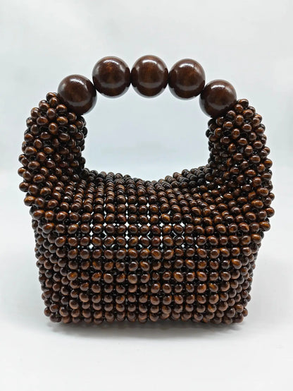 Wooden Bucket Beaded Bag
