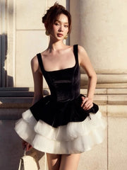 Loria Ruffles Velvet Dress