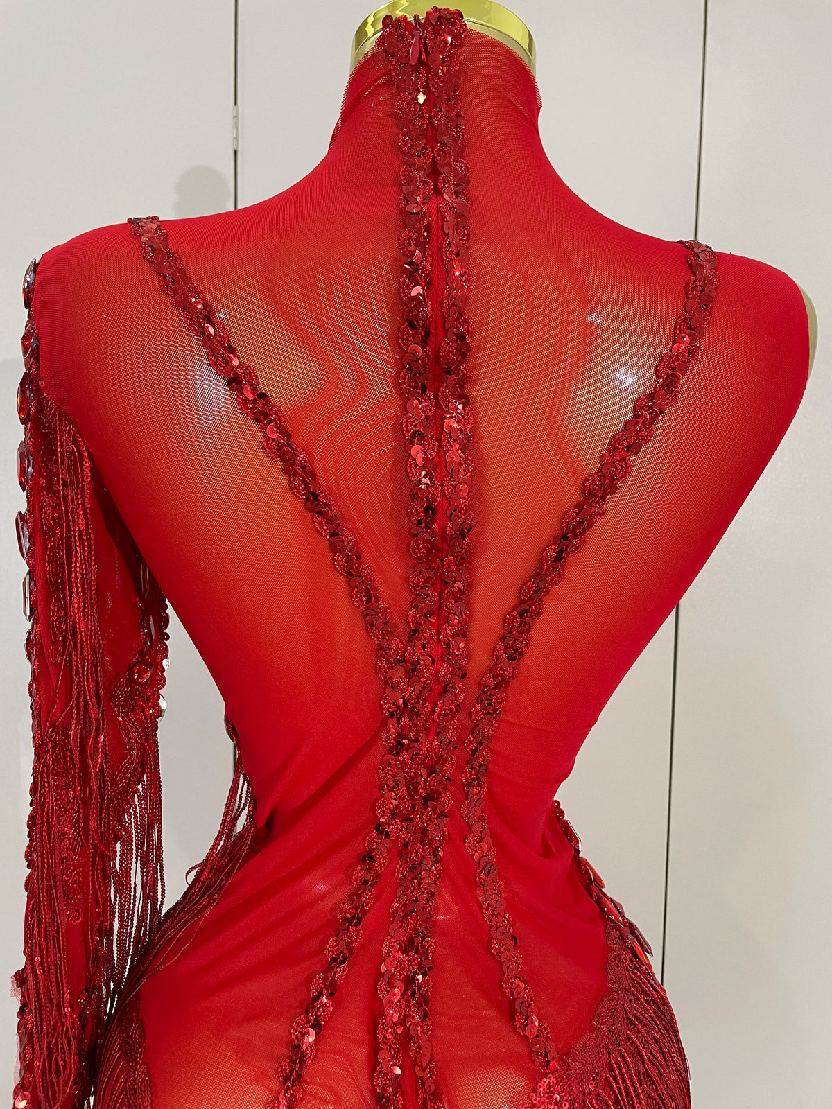 Iris Rhinestone Mesh Tassel Dress
