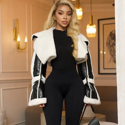 Fur Collar Crop Jacket