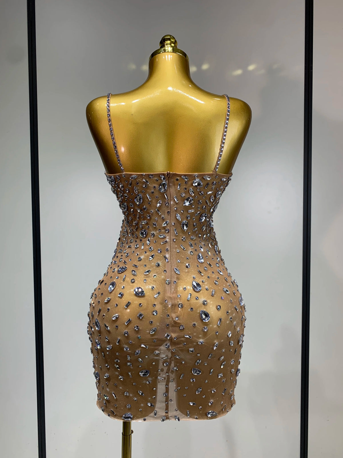 Zoey Rhinestone Mesh Mini Dress