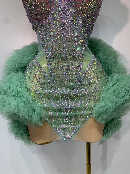 Minty Green Diamond Mesh Dress