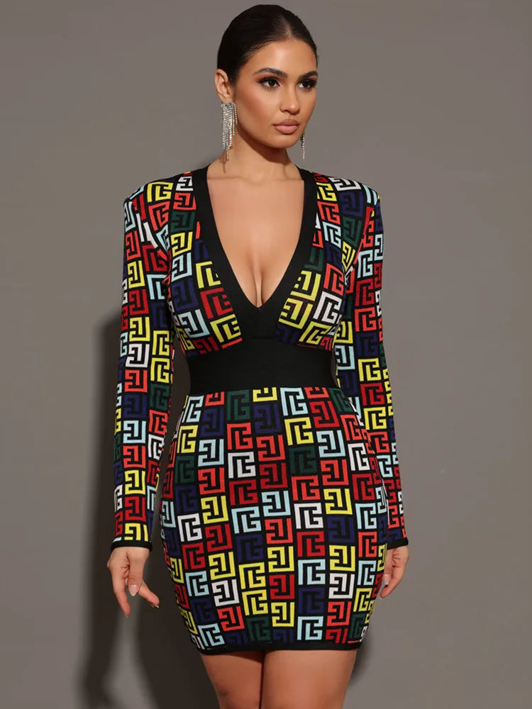 Luxe Jacquard Bandage Mini Dress
