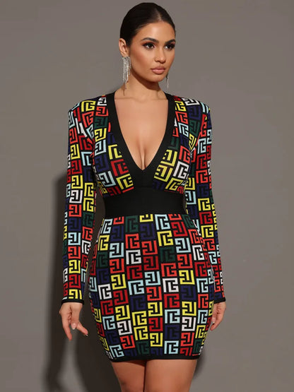 Luxe Jacquard Bandage Mini Dress