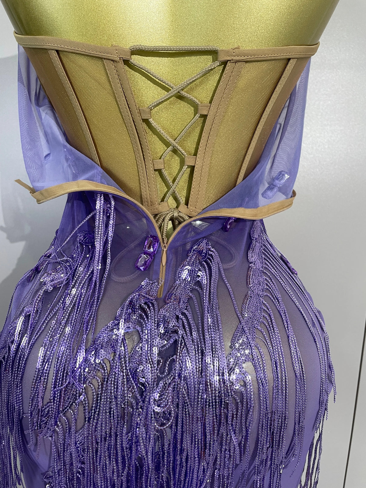 Purple Tassel Mesh Maxi Dress