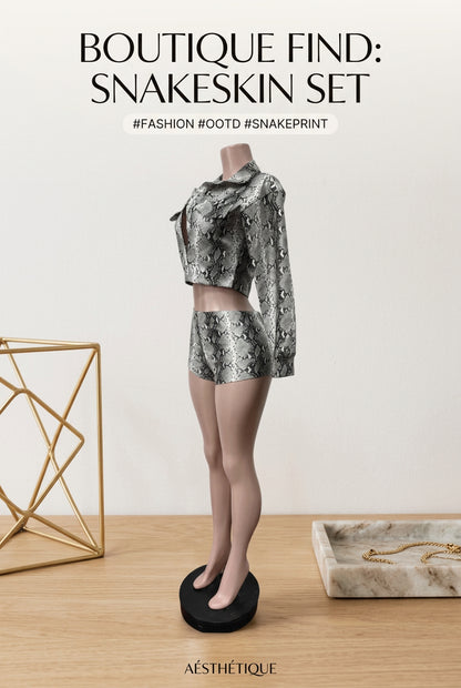 Snake Around Leather Short Set