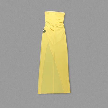 Yellow Stereo Pleated Maxi Dress