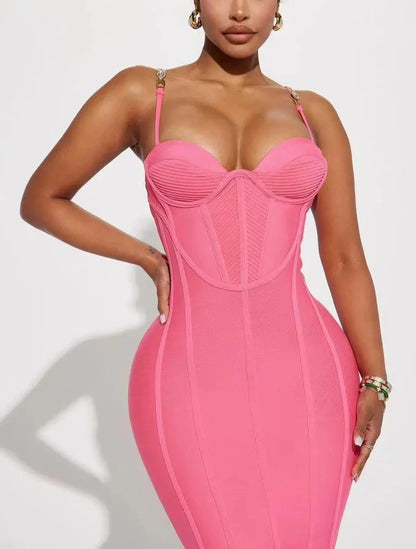 Alexia Bandage Midi Dress- Pink