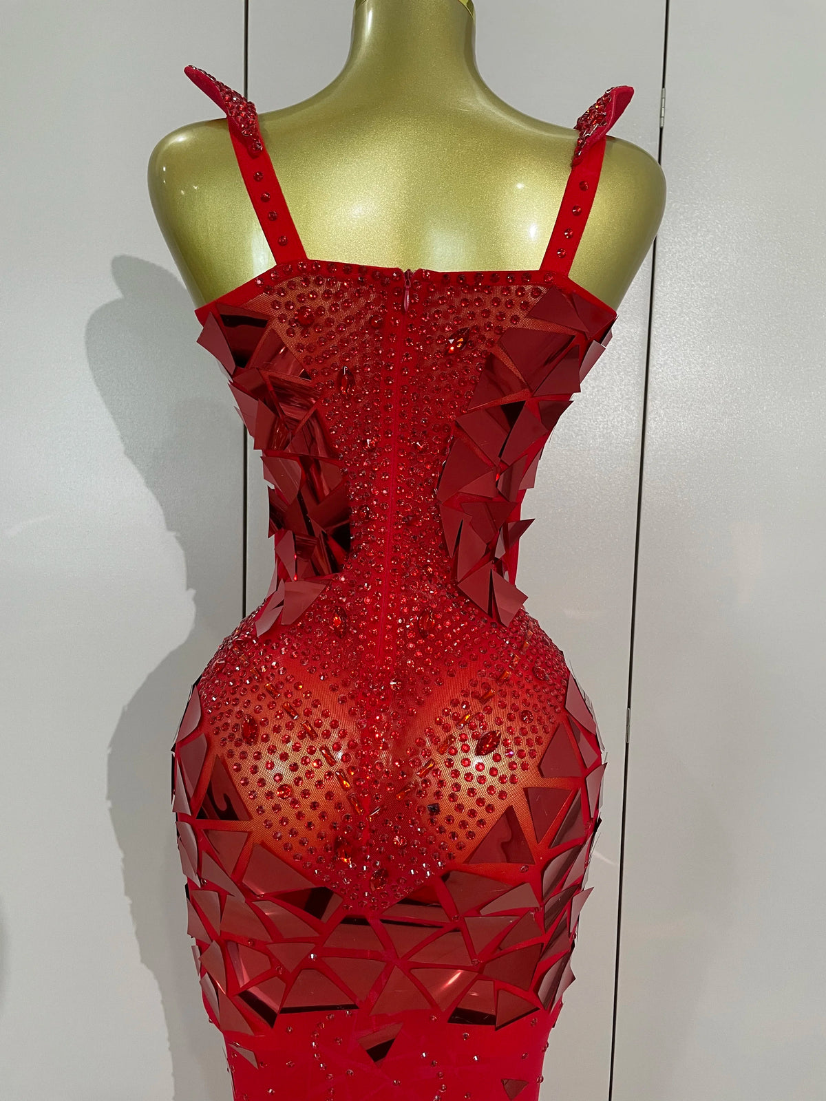 Mirror Sequins Mesh Maxi Dress
