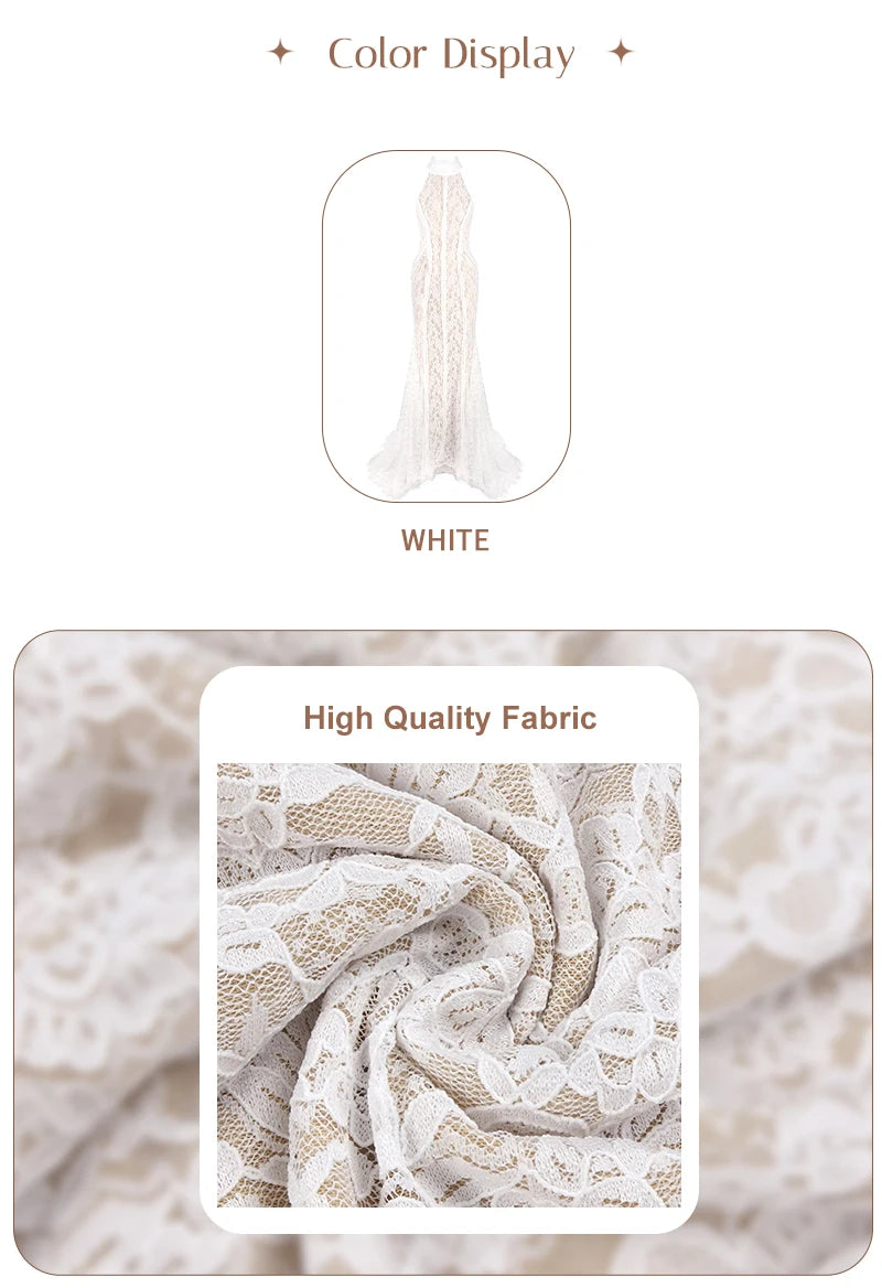 White Lace Mermaid Maxi Dress