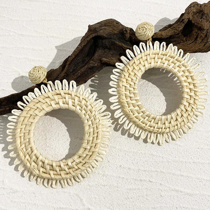 Woven Raffia Dangle Earrings