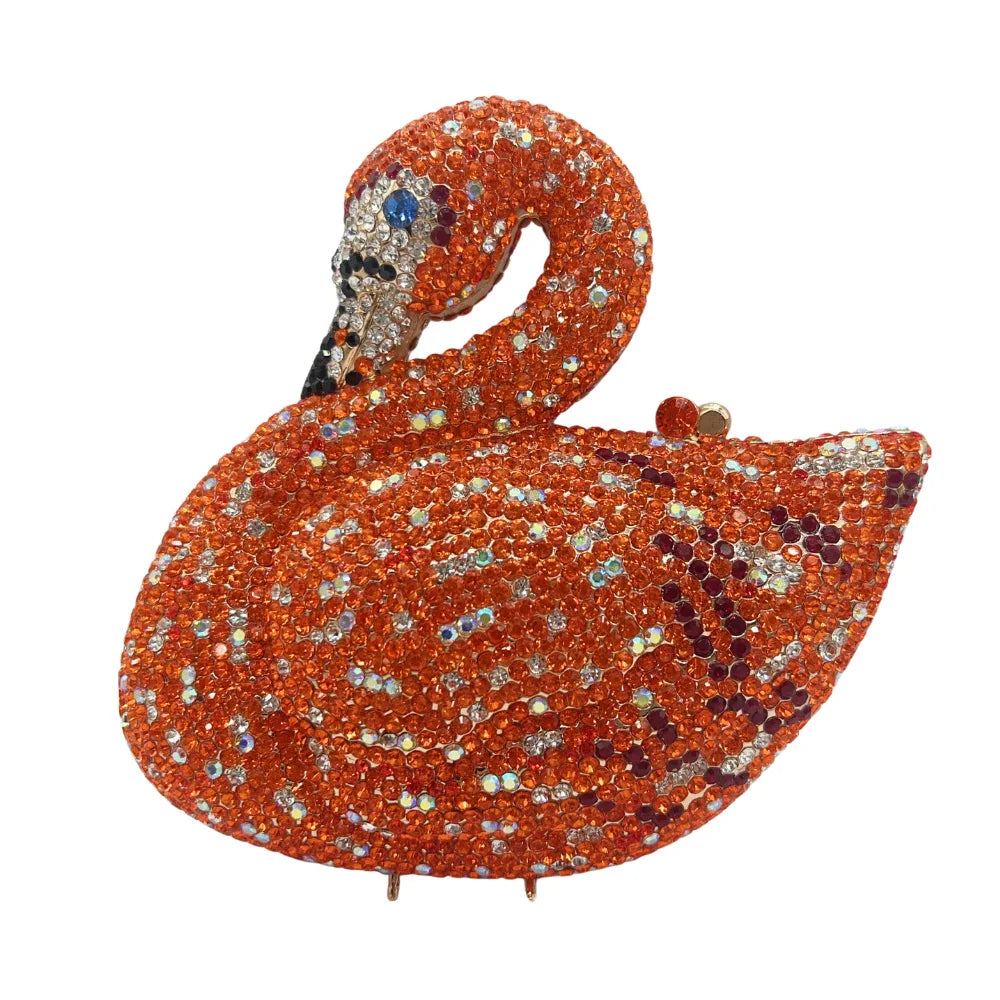 Swan Rhinestone Clutch Purse
