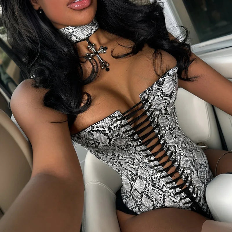 Leather Lace Corset Tube Top