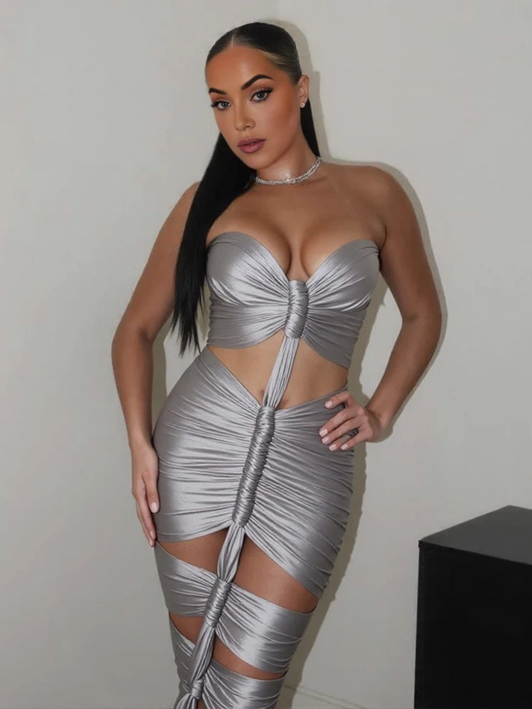 Maddy Ruched Silky Dress