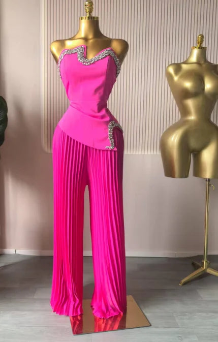 Katrine Pleated Wide Leg Pants Set