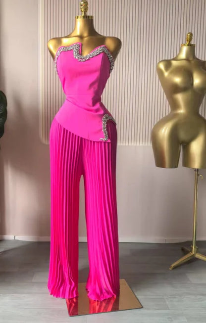 Katrine Pleated Wide Leg Pants Set