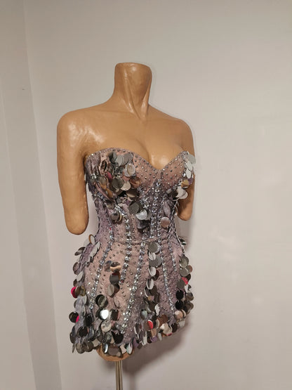 Esther Sequins Mesh Mini Dress
