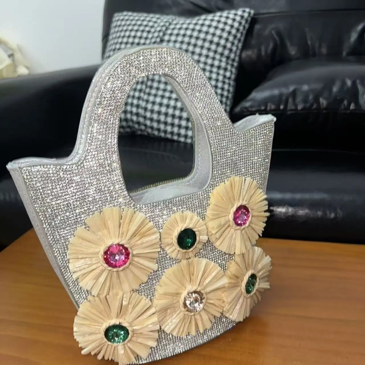 Flower Basket Straw Bucket Handbag