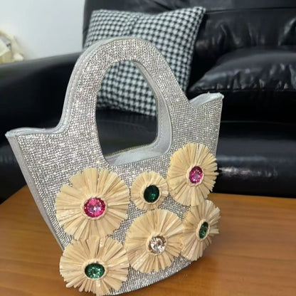 Flower Basket Straw Bucket Handbag
