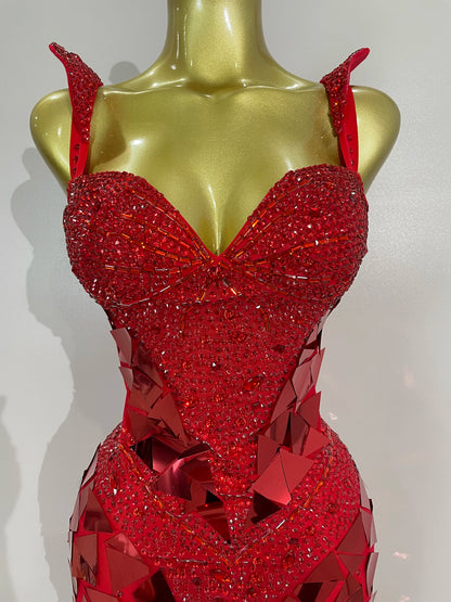 Mirror Sequins Mesh Maxi Dress