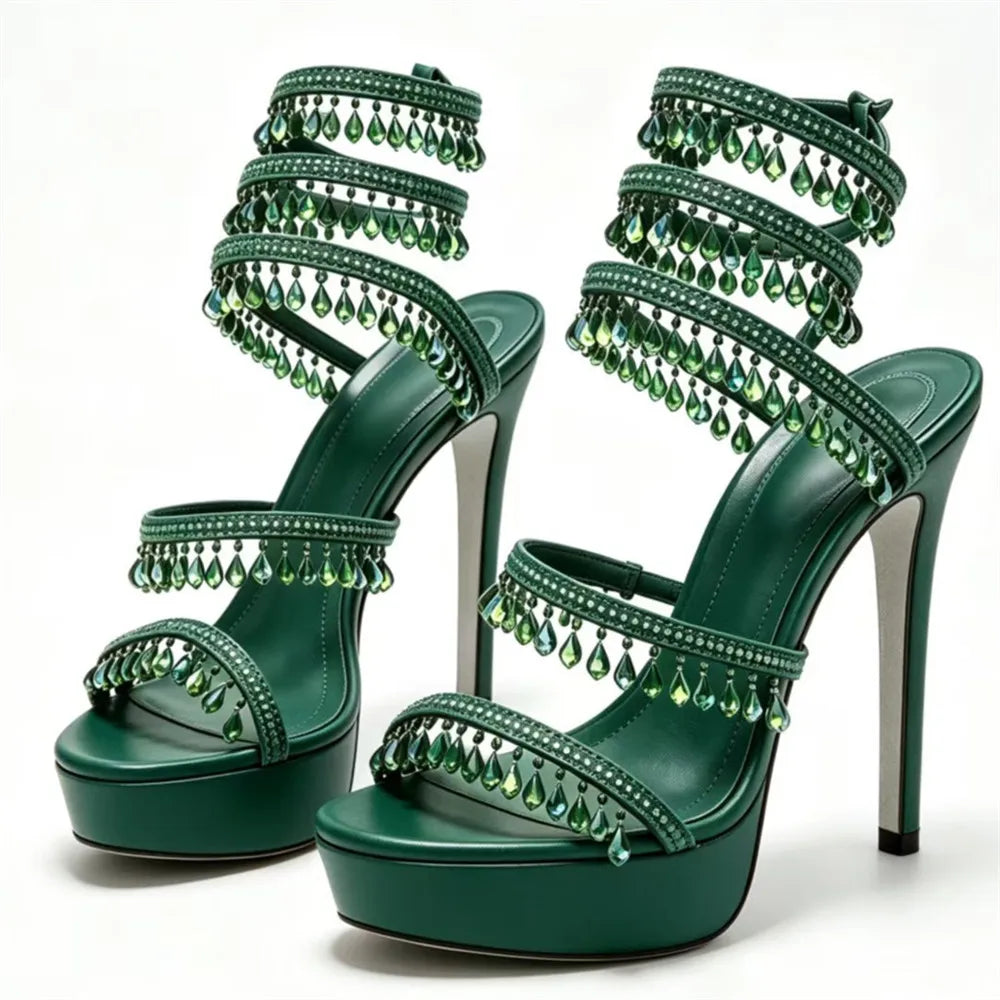 Nisha Rhinestone Platform High Heels