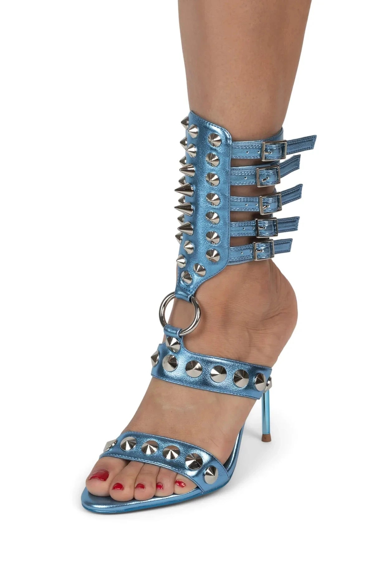 Riveted Leather High Heels