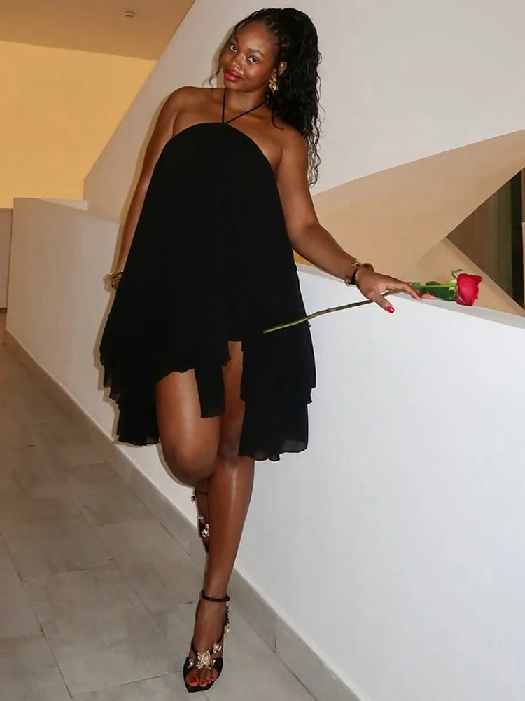 Asymmetrical Hem Backless Dress