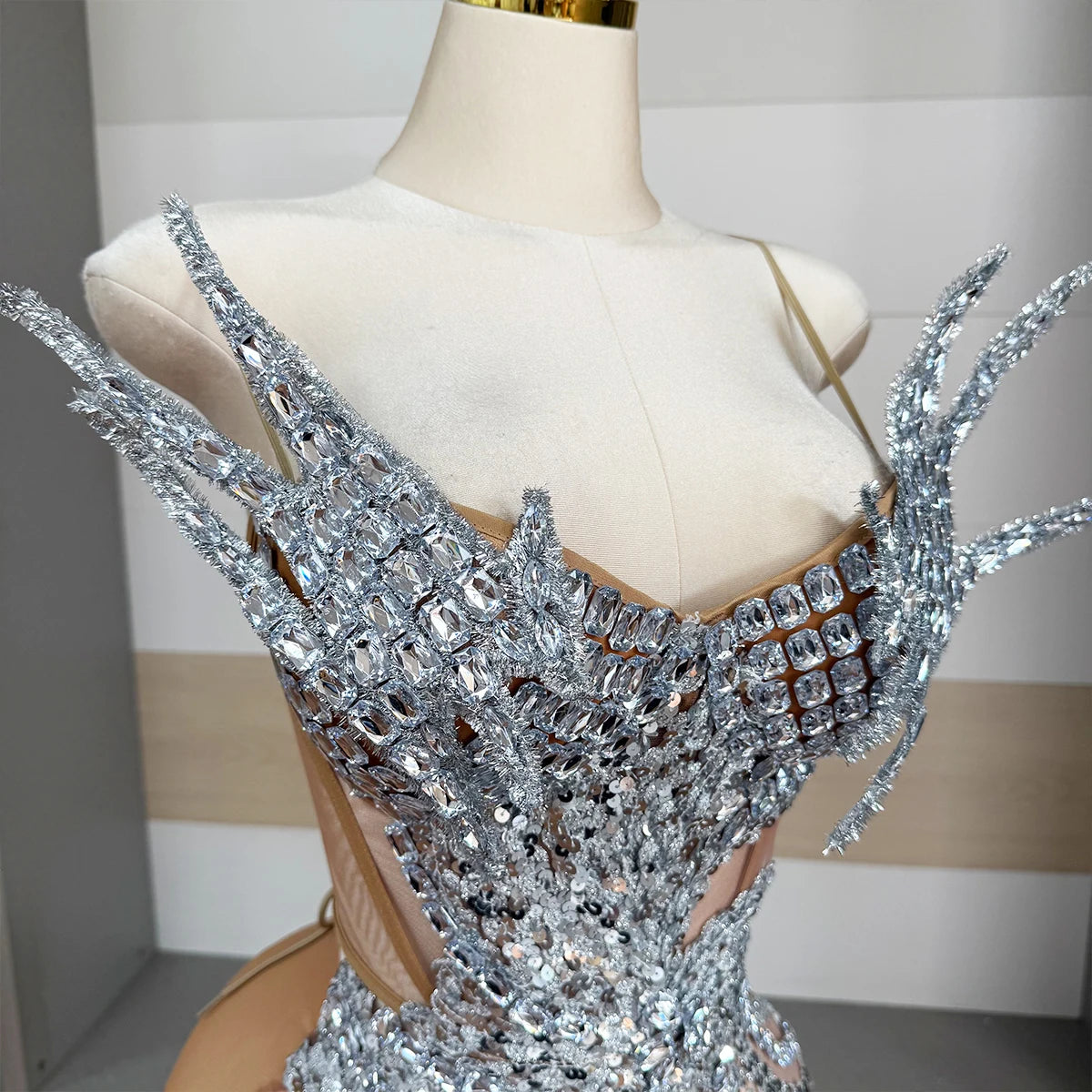 Silver Mesh Mini Dress