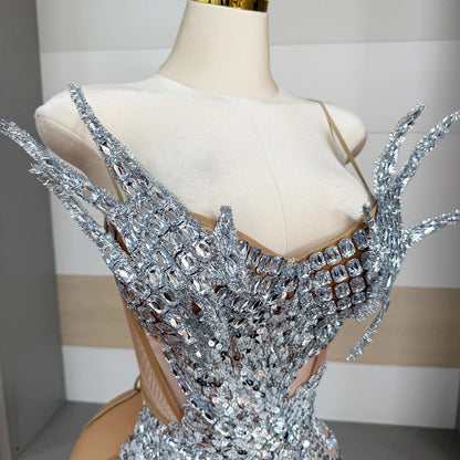 Silver Mesh Mini Dress
