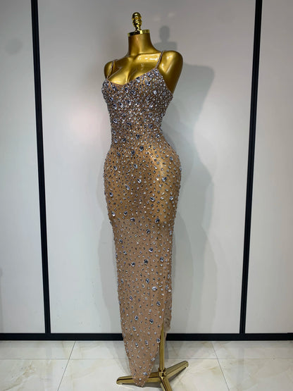 Zoey Rhinestone Mesh Maxi Dress