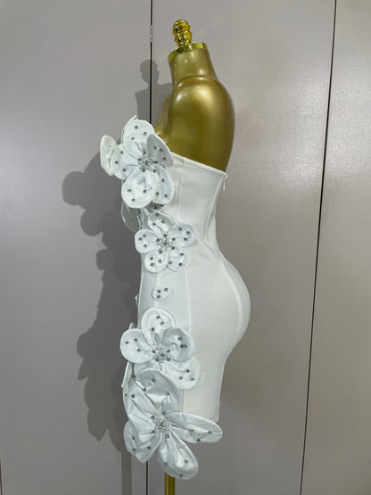 Luxe Chic Flower Bandage Mini Dress