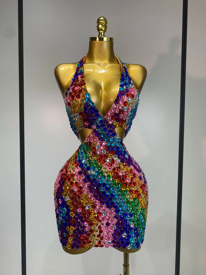 Amleia Rhinestone Mini Dress