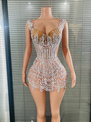 Champagne Mami Beaded Dress