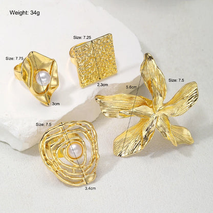 4pcs Chunky Vintage Ring Set