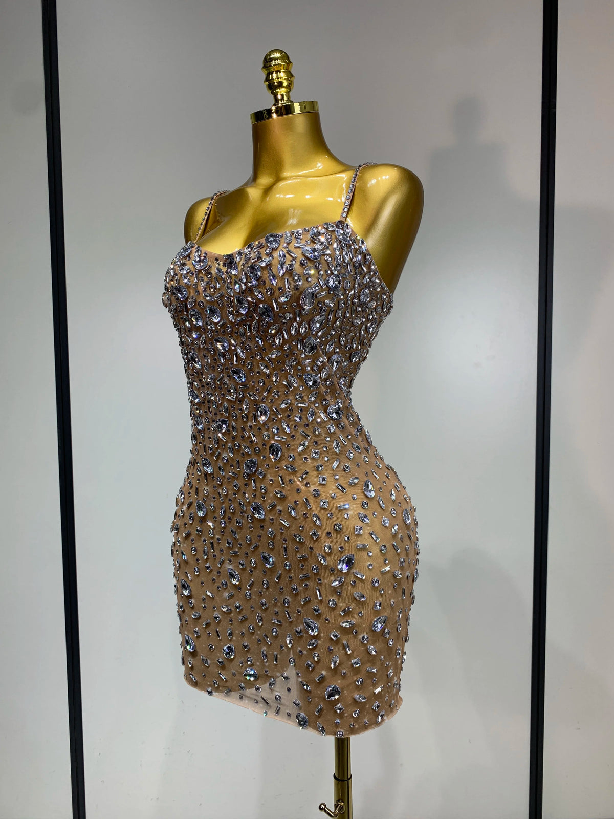 Zoey Rhinestone Mesh Mini Dress