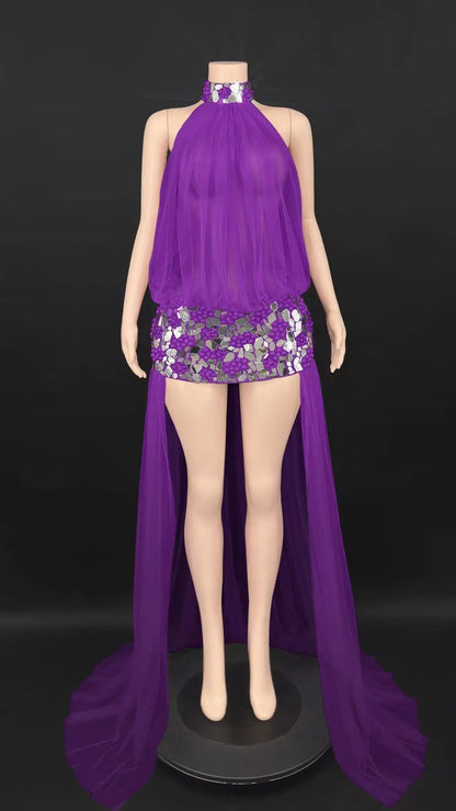 Meisha Sequin Train Dress