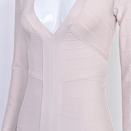 Plunge V Neck Bandage Mini Dress