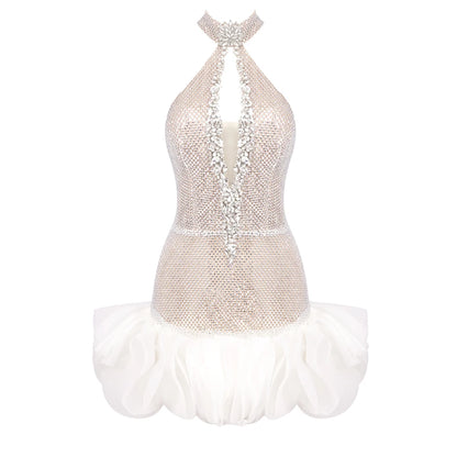 Silver Sequins Tulle Cocktail Dress