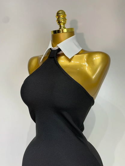 White Collar Bodycon Bandage Mini Dress