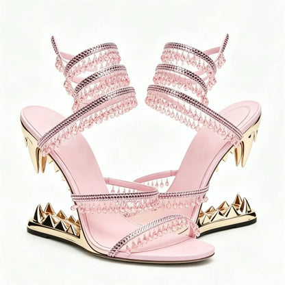 Nisha Rhinestone Wedge High Heels