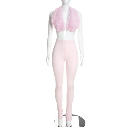 Fluffy Fur est Top Pants Set