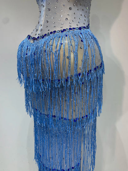 Maxine Tassel Mesh Maxi Dress
