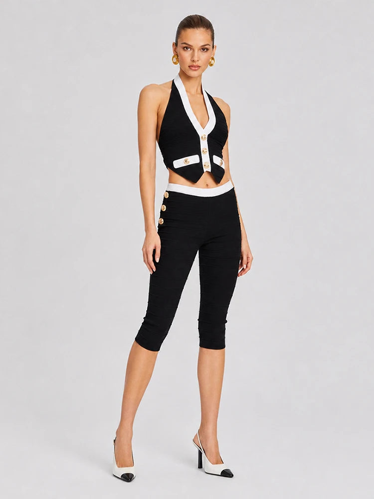 Naomy Bandage Capri Pants Set