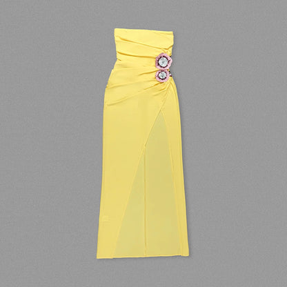 Yellow Stereo Pleated Maxi Dress