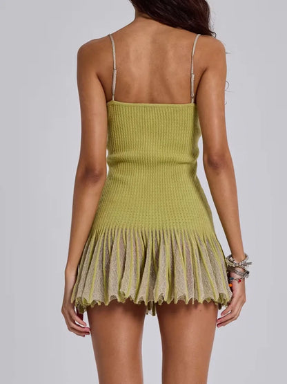 Lizz Ribbed Knit Ruffled Hem Mini Dress